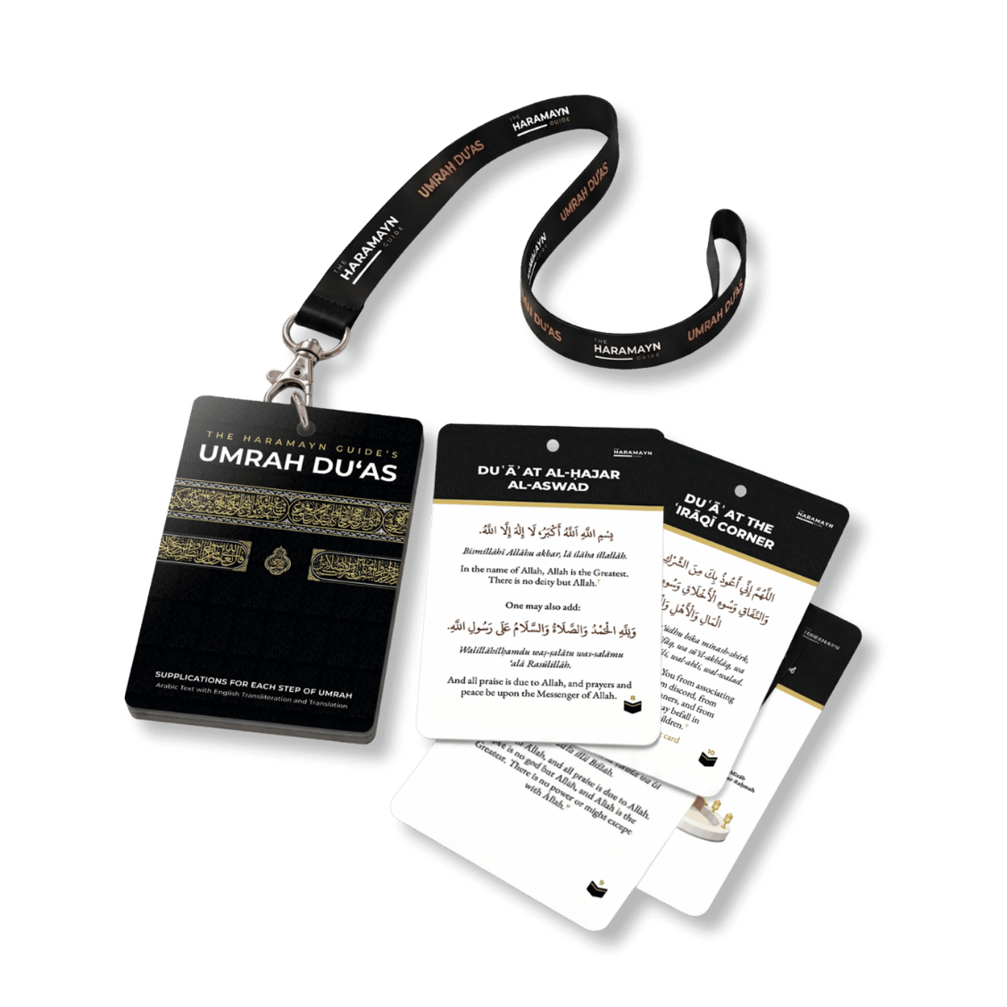 Umrah Dua's card with lanyard on a white background